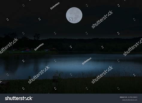 Full Moon Over Lake Night Stock Photo 2178119003 | Shutterstock