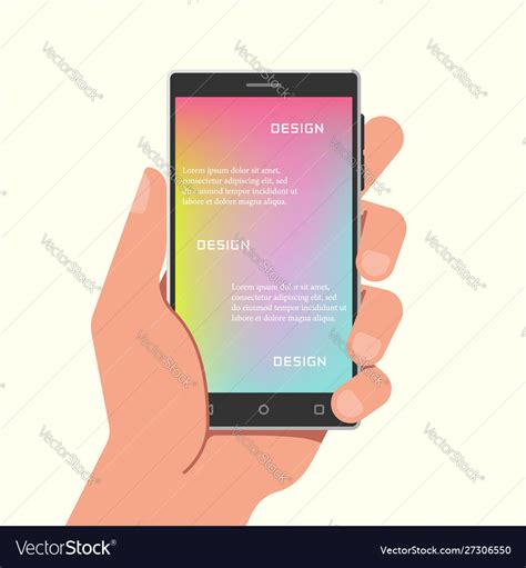 Hand holding phone with gradient mesh wallpapers Vector Image