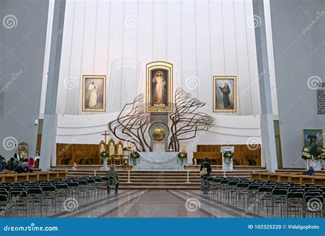 Interior of Divine Mercy Sanctuary in Krakow, Poland Editorial Image ...