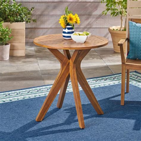 Stamford Round Acacia Wood Bistro Table with X Legs - Christopher Knight Home | Bistro table ...