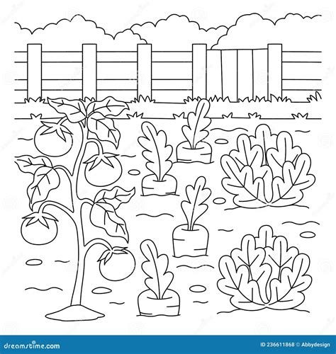 Vegetable Field Coloring Page for Kids Stock Vector - Illustration of leaf, child: 236611868