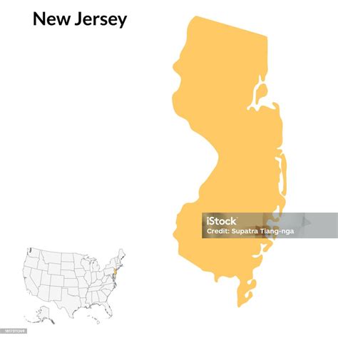 State Of New Jersey Usa Map Stock Illustration - Download Image Now - Abstract, American Flag ...