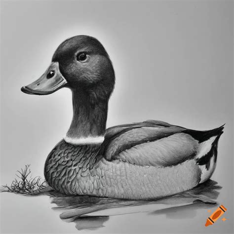 Realistic pencil drawing of a duck on Craiyon