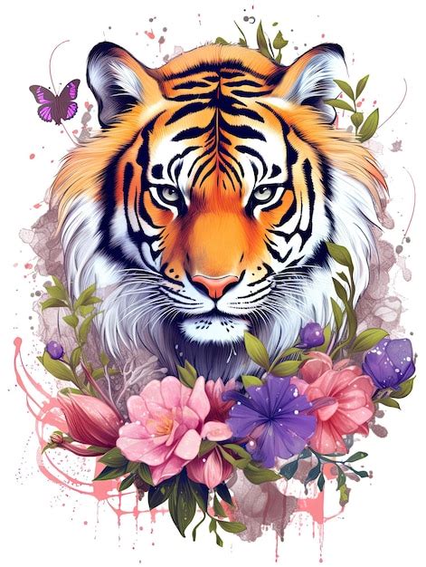 Premium AI Image | Watercolor style pastel color beautiful tiger with ...