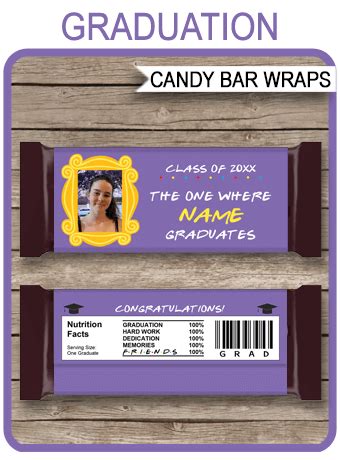 Graduation Friends Candy Bar Wrappers template – purple | Candy bar wrapper template, Graduation ...