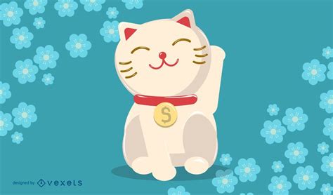 Lucky Cat Cartoon Illustration - Vector Download