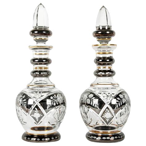Pair of Antique Clear Cut-Glass Decanters at 1stDibs
