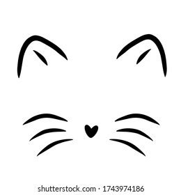 Cats Face Whiskers Ears Heartshaped Nose Stock Vector (Royalty Free) 1743974186 | Shutterstock