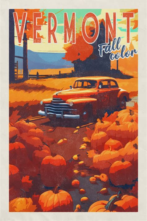 Vermont Fall Travel Poster Free Stock Photo - Public Domain Pictures