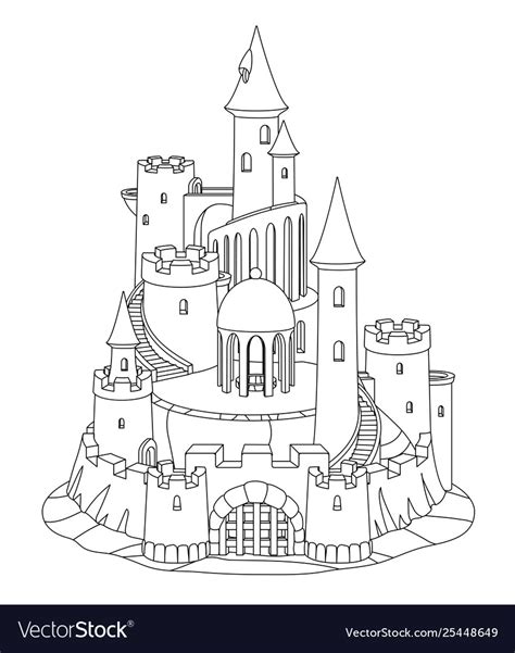 Black white fantasy castle sand sandcastle Vector Image