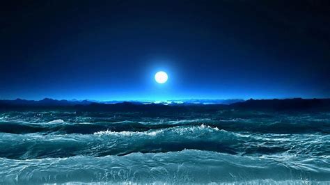 Moon Over Ocean Waves Wallpapers - Wallpaper Cave