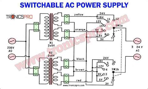 Switchable AC Power Supply Circuit Diagram - TRONICSpro