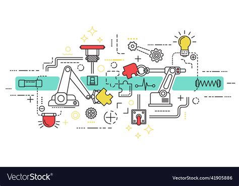 Assembly line art Royalty Free Vector Image - VectorStock