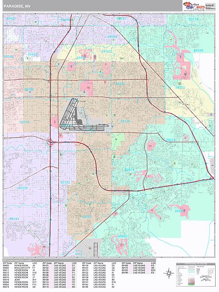 Paradise Nevada Wall Map (Premium Style) by MarketMAPS