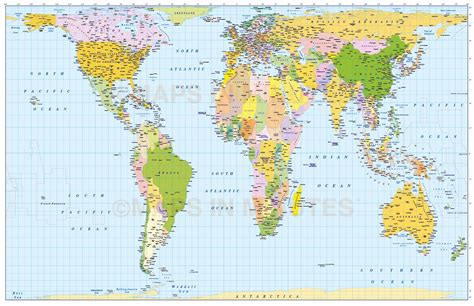 medium scale digital vector world map in gall orthographic projection, illustrator cs.