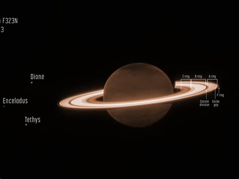 Saturn’s rings shine in Webb’s observations of ringed planet (annotated) | ESA/Webb