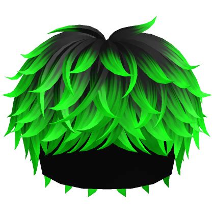 Messy Fluffy Anime Boy Hair (Black To Green)'s Code & Price - RblxTrade