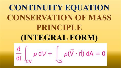 Conservation of Mass Principle | Integral Form of Continuity Equation - YouTube