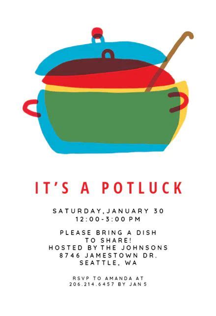 a poster for a potluck party with the words it's a potluck