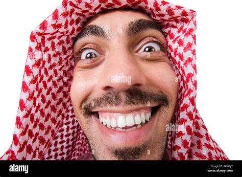 Funny arab man isolated on white Stock Photo - Alamy