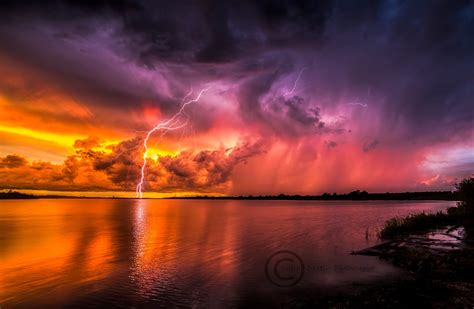Justin Battles Epic sunset tonight with some lightning and thunderstorms at Lake Manatee State ...