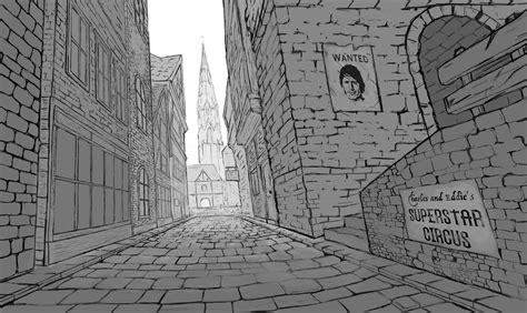 Bradley Townend - Medieval alleyway sketch