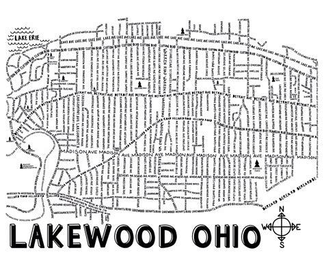 Lakewood Ohio Map Print – Whereabouts Shop