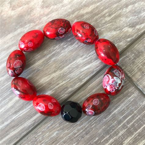 Red and Black Bead Bracelets Red and Black Bracelets Red - Etsy