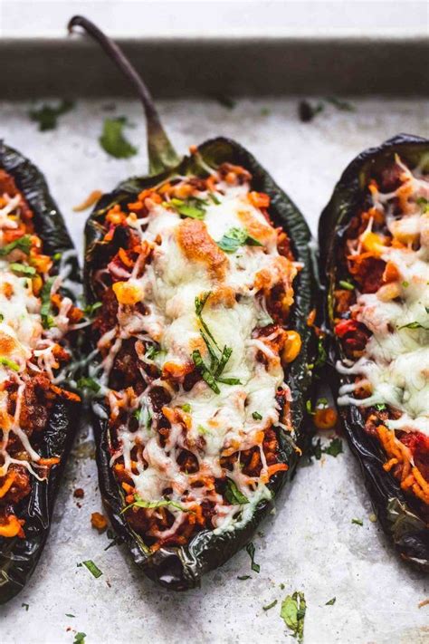 Easy, baked Southwest Stuffed Poblano Peppers with ground beef and rice ...