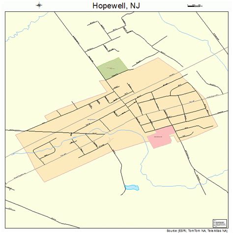 Hopewell New Jersey STREET & ROAD MAP NJ atlas poster p