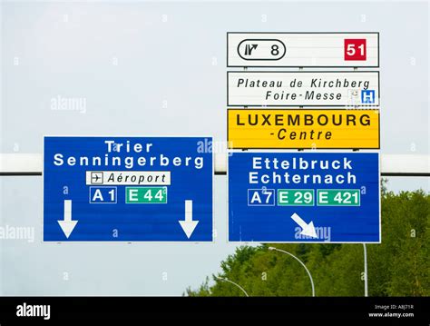 Luxembourg motorway overhead direction signs Luxembourg Europe Stock ...