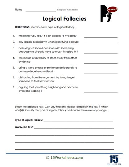 Logical Fallacies Worksheets - 15 Worksheets.com