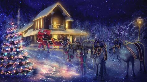 Santa packing the sleigh HD desktop wallpaper : Widescreen : High Definition : Fullscreen