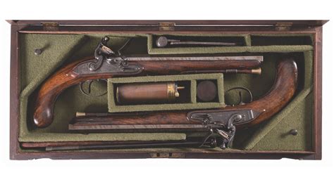 Cased Pair of English Flintlock Duelling Pistols | Rock Island Auction