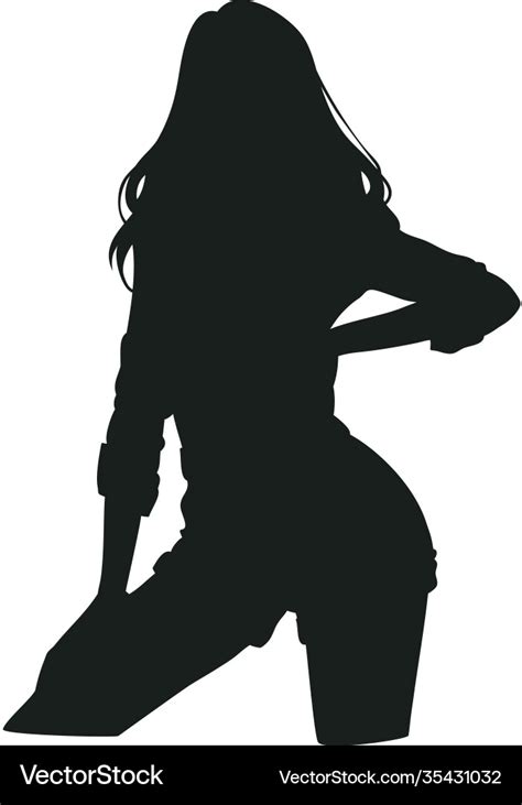 Silhouette a sexy girl with long hair Royalty Free Vector