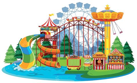 Fun Water Theme Park Amusement Wheel Funfair Vector, Amusement, Wheel, Funfair PNG and Vector ...