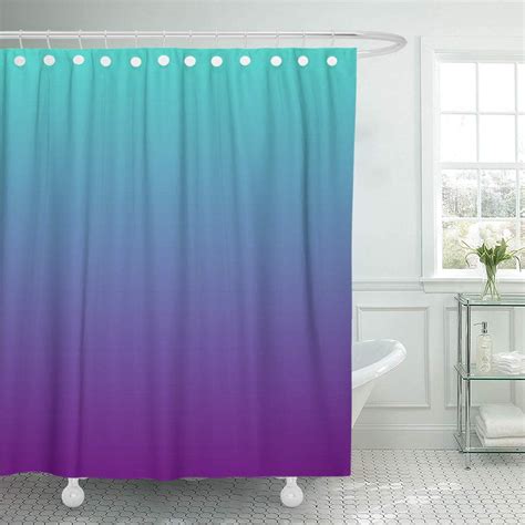 CYNLON Colorful Gradient Turquoise Purple Ombre Bathroom Decor Bath Shower Curtain 66x72 inch ...