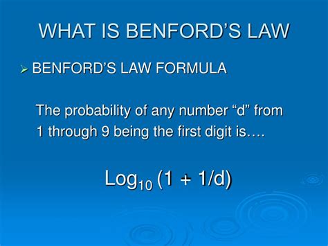 PPT - BENFORD’S LAW PowerPoint Presentation, free download - ID:6689924