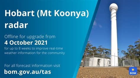 Bureau of Meteorology, Tasmania on Twitter: "The #Hobart (Mt Koonya) radar will be offline for ...