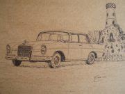 Mercedes-Benz 300 SE W112 (1961): pen & ink drawing by Joan Mañe * All PYRENEES · France, Spain ...