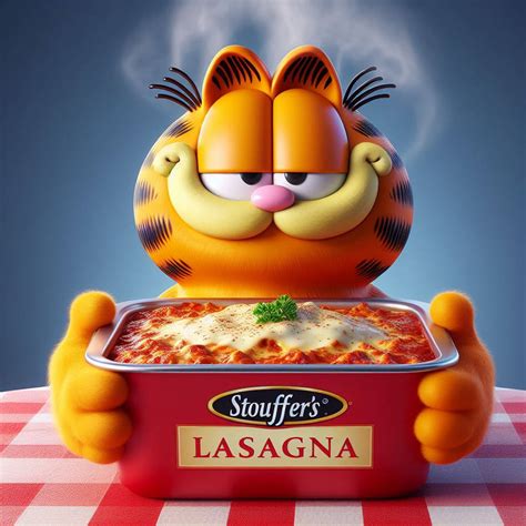 garfield holding stouffer's lasagna by alteregobro on DeviantArt