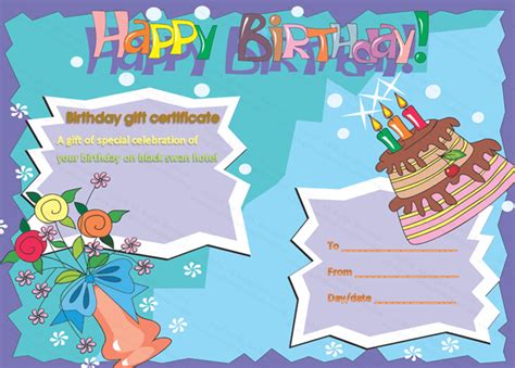 Multicolored Birthday Cake Gift Certificate Template