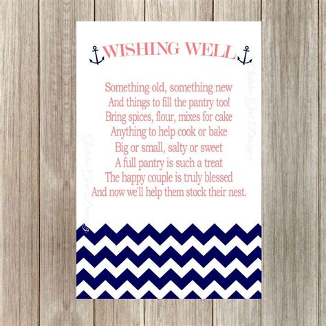 INSTANT UPLOAD Wishing Well Printable Cards with Anchor Nautical Bridal ...