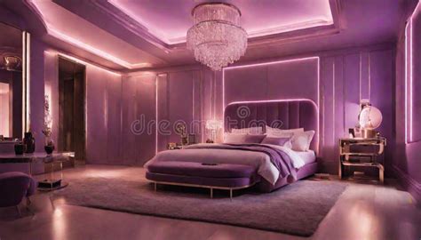 A Luxurious Bedroom with Neon Lights Highlighting the Details of a ...