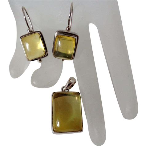 Citrine Pendant and Earrings in 925 Silver Vintage | Citrine pendant, Earrings, Pendant