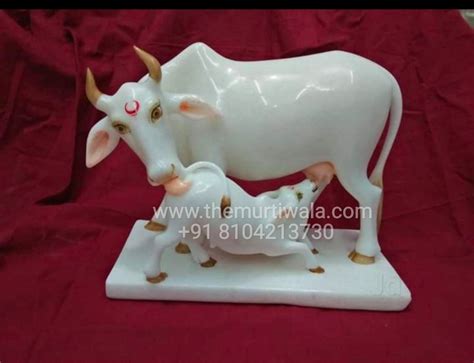 Cow & calf marble statue | Cow & calf marble idols exporter in Jaipur, India