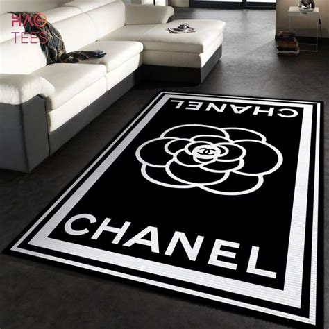 Chanel Logo Black And White Living Room Area Carpet Living Room Rugs The US Decor