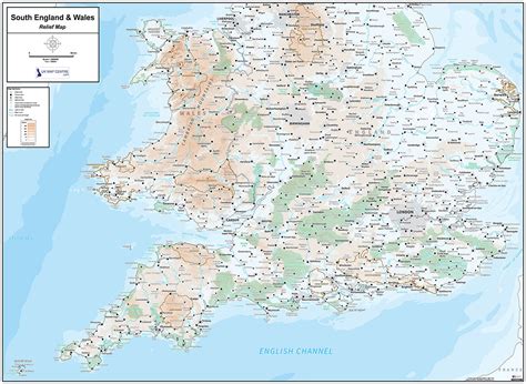 Relief Map 4 - Southern England & Wales - Digital Download – ukmaps.co.uk