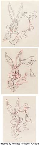 Hare Ribbin Bugs Bunny Animation Drawings Sequence of 3 Warner Brothers ...