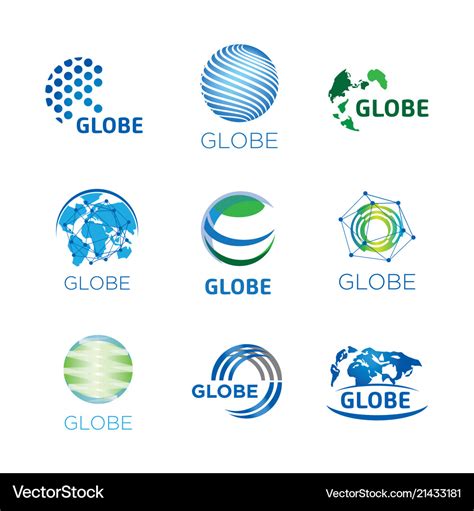 Logos globe global Royalty Free Vector Image - VectorStock